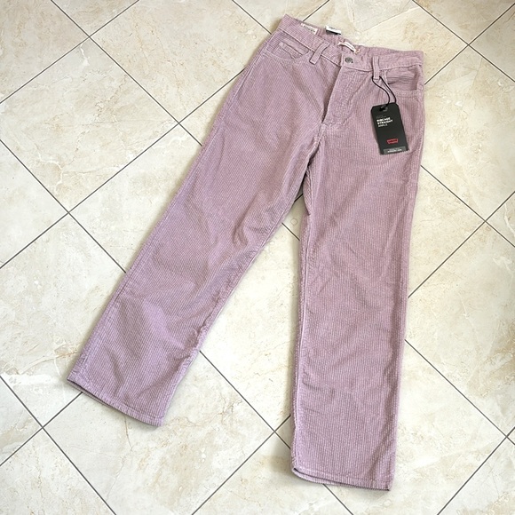 Levi’s NWT Ribcage Straight Ankle Corduroy Pants Pebble Keepsake Lilac 29 x 29 - Picture 4 of 14